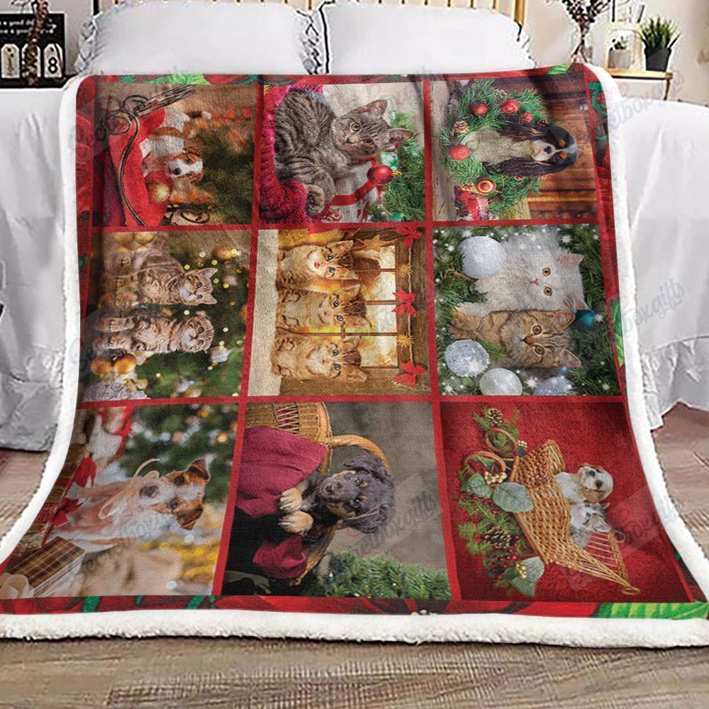 Puppy Kitty Christmas Yu0601244Cl Fleece Blanket