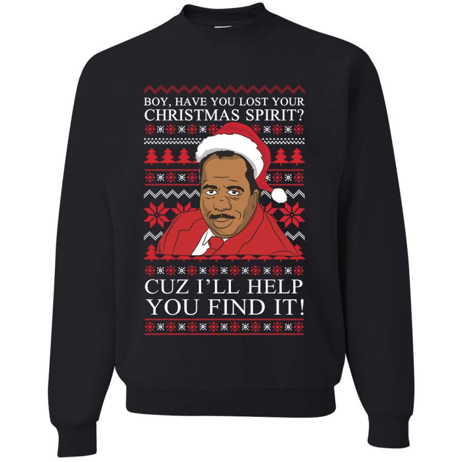 Christmas Spirit I’ll Help You Find It Stanley Hudson Ugly Christmas Sweater Unisex Crewneck Graphic Sweatshirt