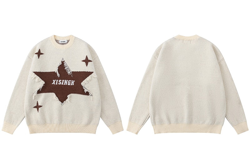 Star Patchwork Knitted Sweater