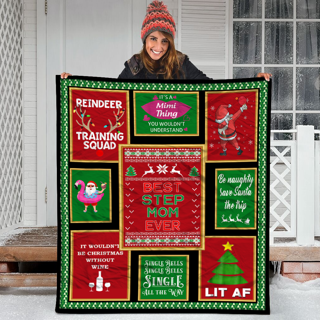 Step Mom Ugly Christmas- Style 3 Fleece Blanket Small Medium Large X-Large