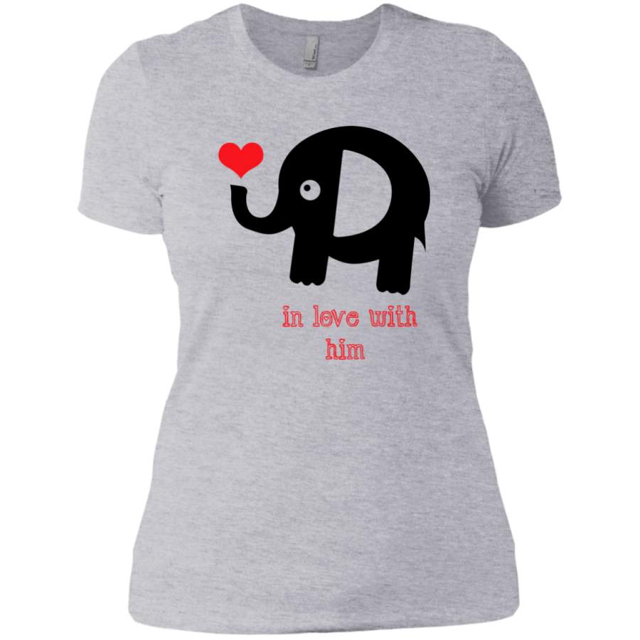 In love with him VALENTINES – Couple T Shirt NL3900 Next Level Ladies’ Boyfriend T-Shirt
