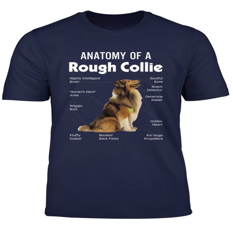 Anatomy Of A Rough Collie T Shirt Funny Dog Puppy Gift