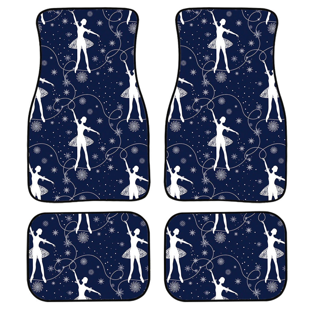 Snowflake Ballet Pattern Print Front And Back Car Floor Mats, Front Car Mat