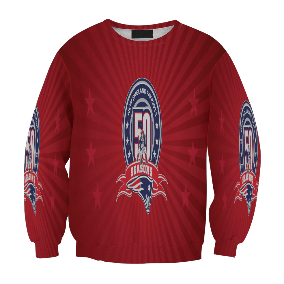 New England Patriots 50 Seasons Red Gift For Fan 3D Full Printing Sweatshirt