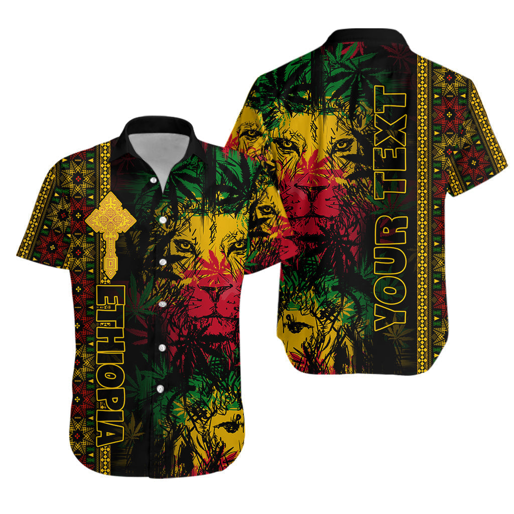 (Custom Personalised) Ethiopia Lion Reggae Hawaiian Shirt Ethiopian Cross Lt13