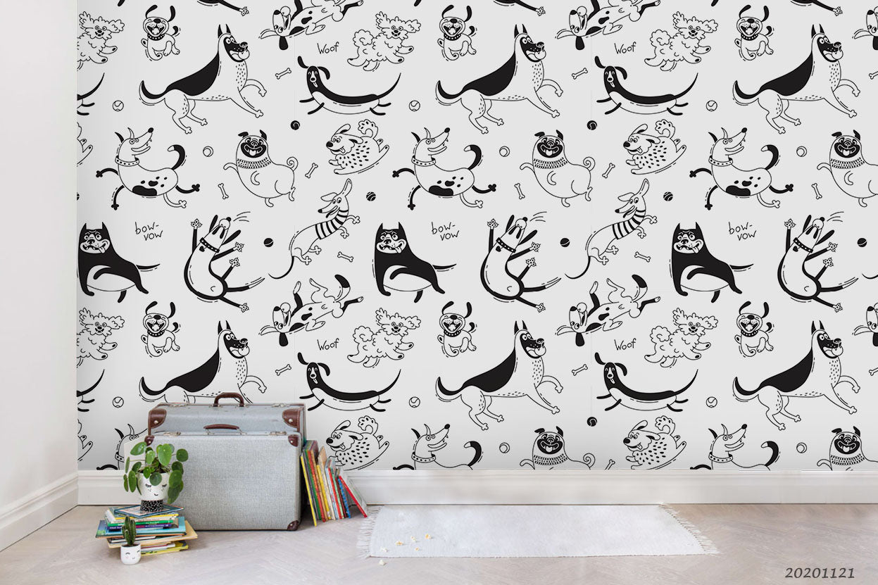 3D Cartoon Animal Dog Wall Mural Wallpaper Lqh 85