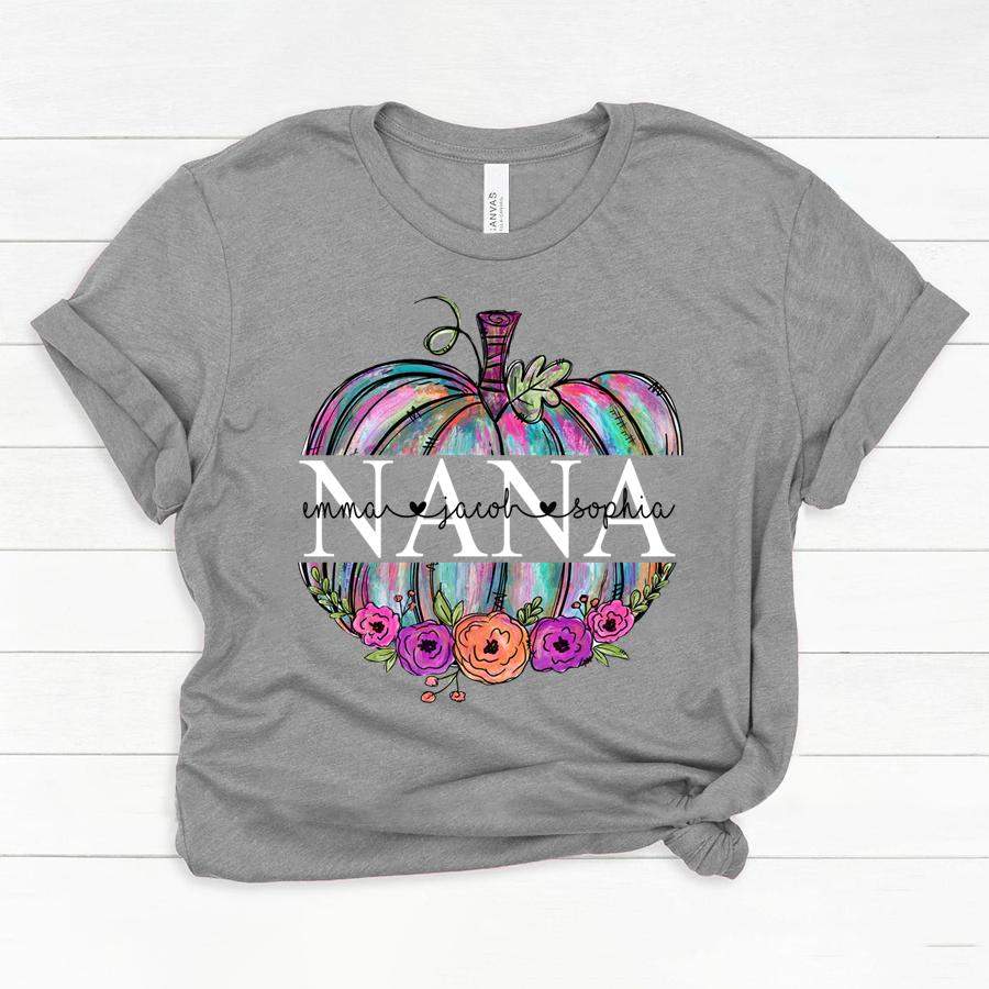 PERSONALIZED NANA PUMPKIN KIDS NAMES HALLOWEEN SHIRT