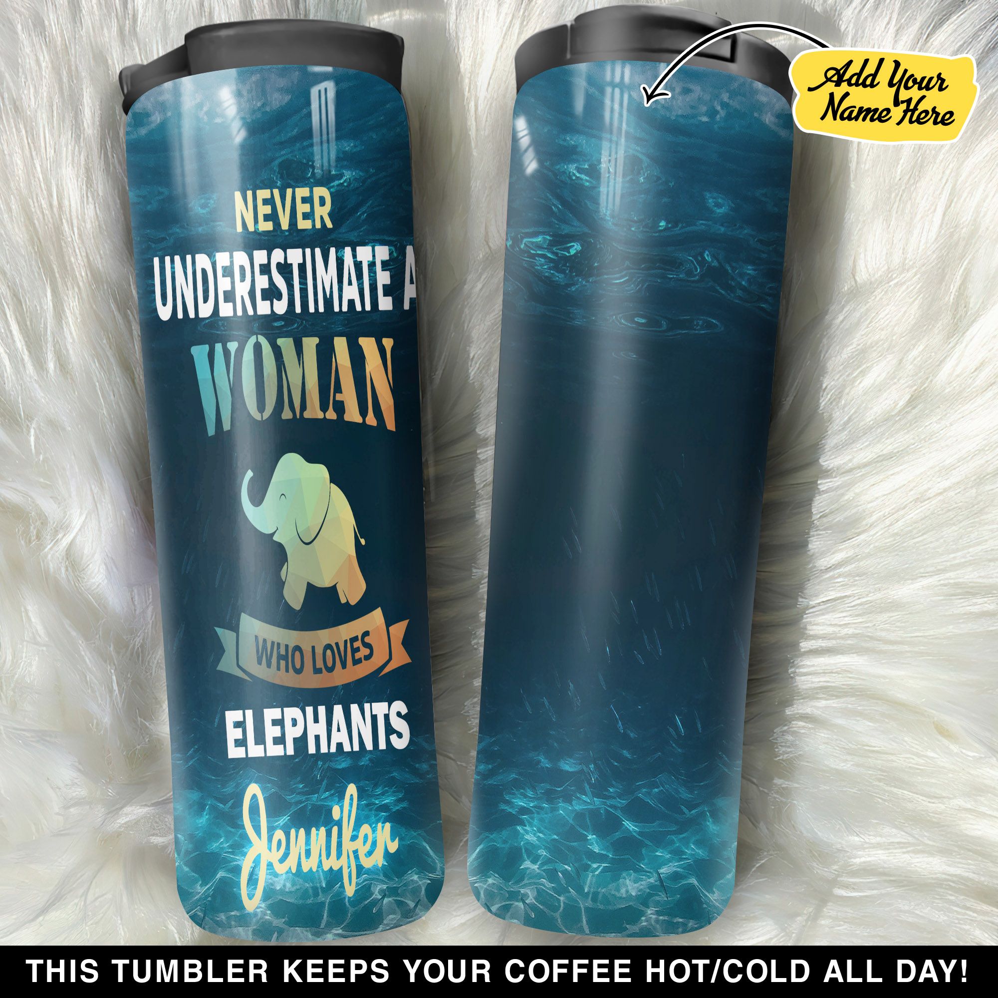 Personalized Never Underestimate A Woman Who Loves Elephants GS1404149OD Stainless Steel Worldmark Tumbler