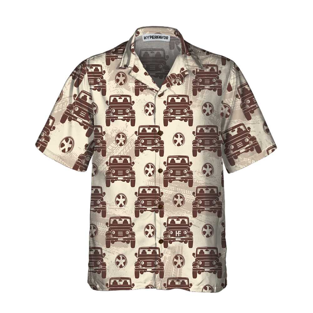 Retro Jeeps Seamless Pattern Hawaii Vintage Jeep Button Up Shirt For Men Ha4612