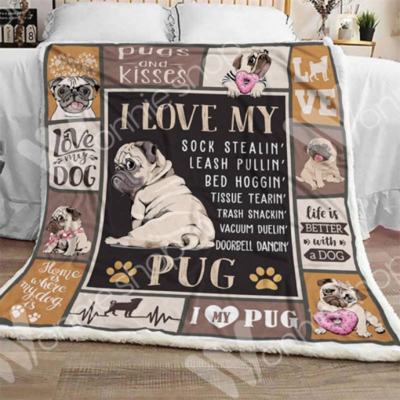 Pug Dog Sherpa Blanket OCT0402 85O42