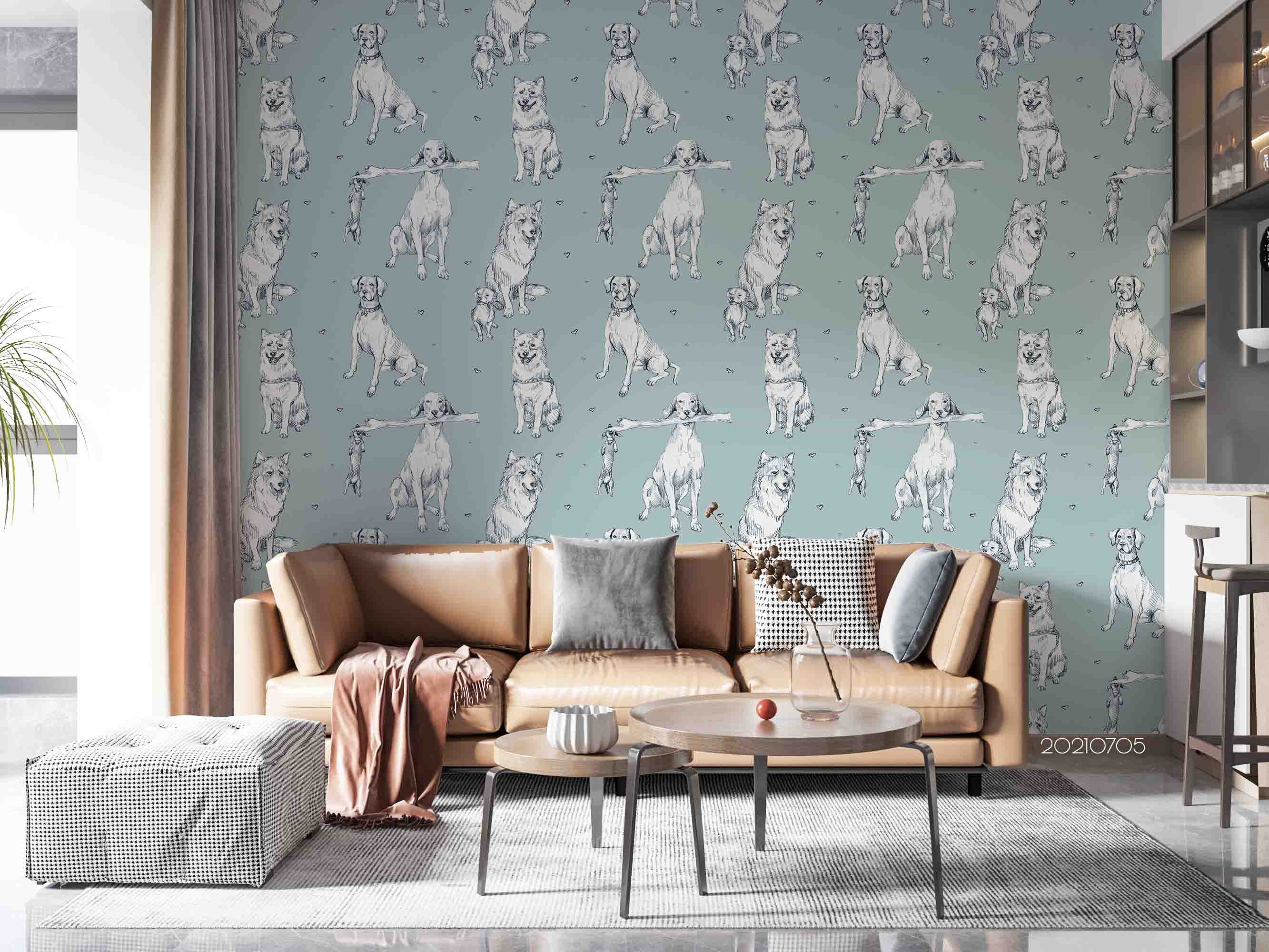 3D Cartoon Animal Dog Wall Mural Wallpaper Lqh 130