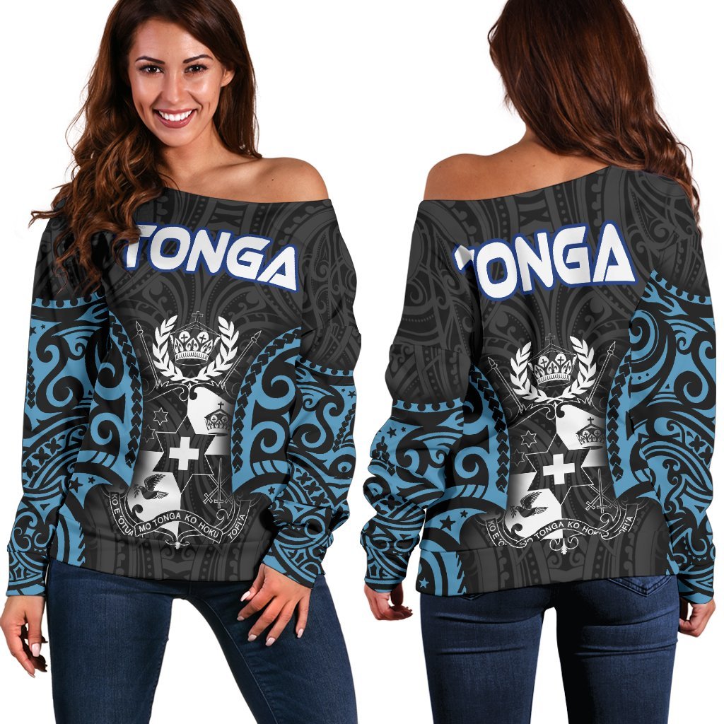 Tonga Polynesian Tongan Spirit Blue Shoulder Sweater