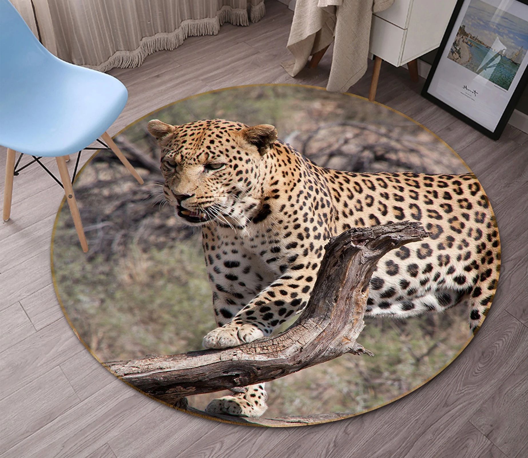 South Africa Leopard Printed Round Rug – Round Carpet Home Decor