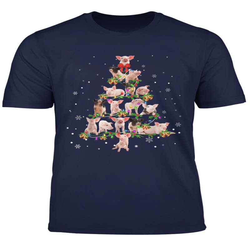 Pig Noel Xmas Tree Cool Christmas Farm Animal Love Gift Tee T Shirt