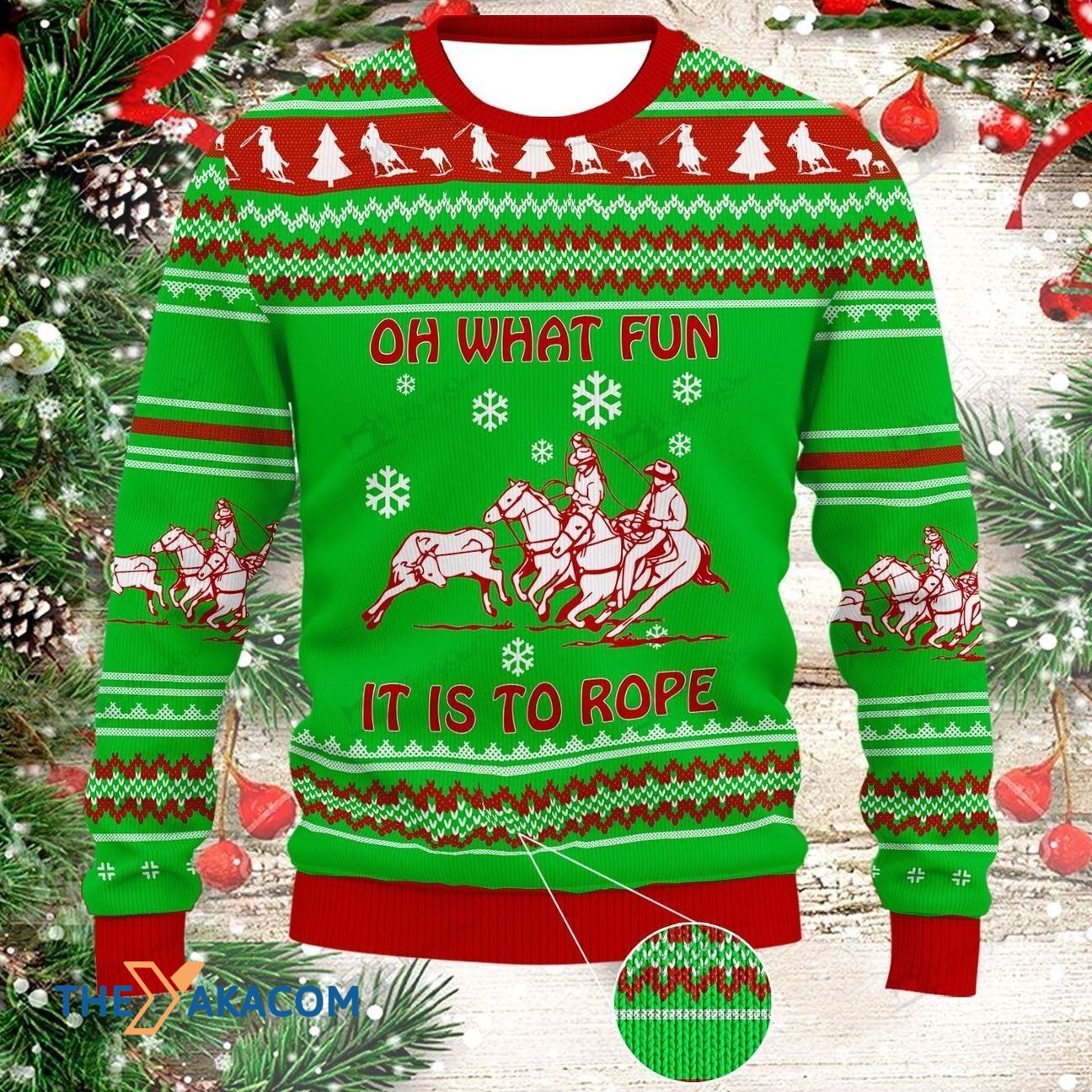 Oh What Fun Bull Roping Gift For Christmas Ugly Christmas Sweater