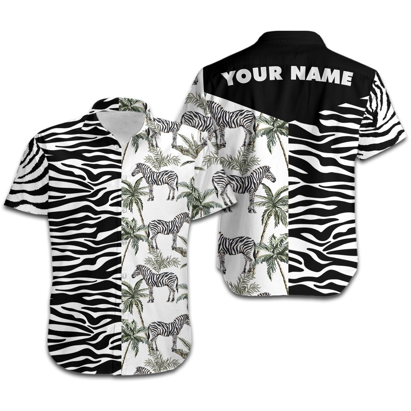 Zebra Fur Custom Name Women Hawaiian Shirt For Animal Lovers