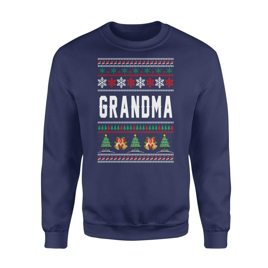 Grandma Ugly Christmas Family Jingle Bells Hat Snowflakes Christmas Tree Holiday Christmas X-Mas Sweatshirt T Shirt Christmas Gift Ideas