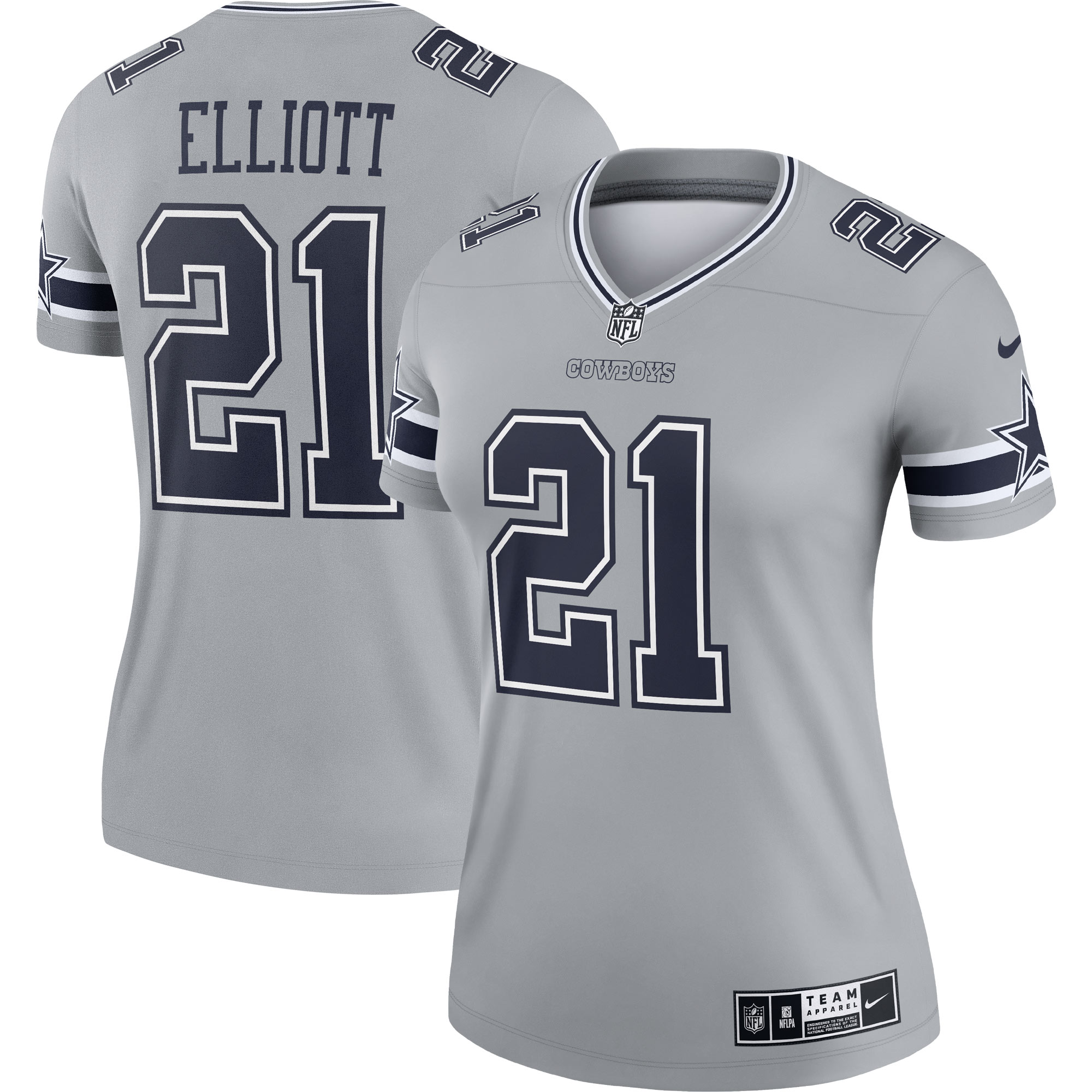 Women’s Dallas Cowboys Ezekiel Elliott Gray Inverted Legend Jersey