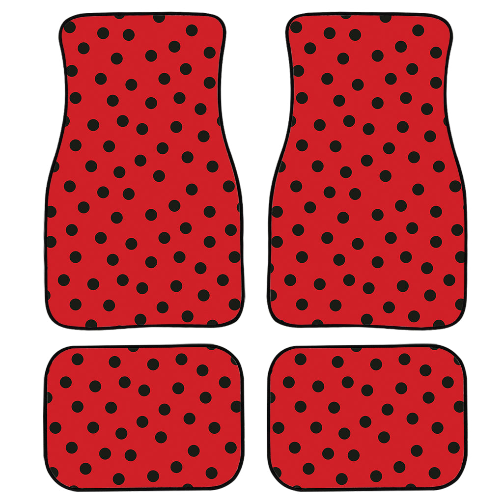 Black Spots Ladybird Pattern Print Front And Back Car Floor Mats, Front Car Mat