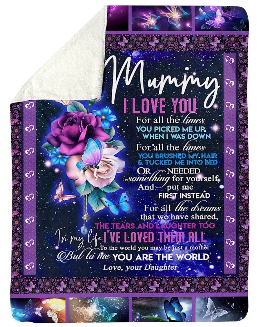 [Personalized Name] Mummy Rose I Love You Fleece Blanket, Sherpa Blanket, Gift For Parent, Family Member, Friends Gift, Christmas Gift, Home Decor, Home Living