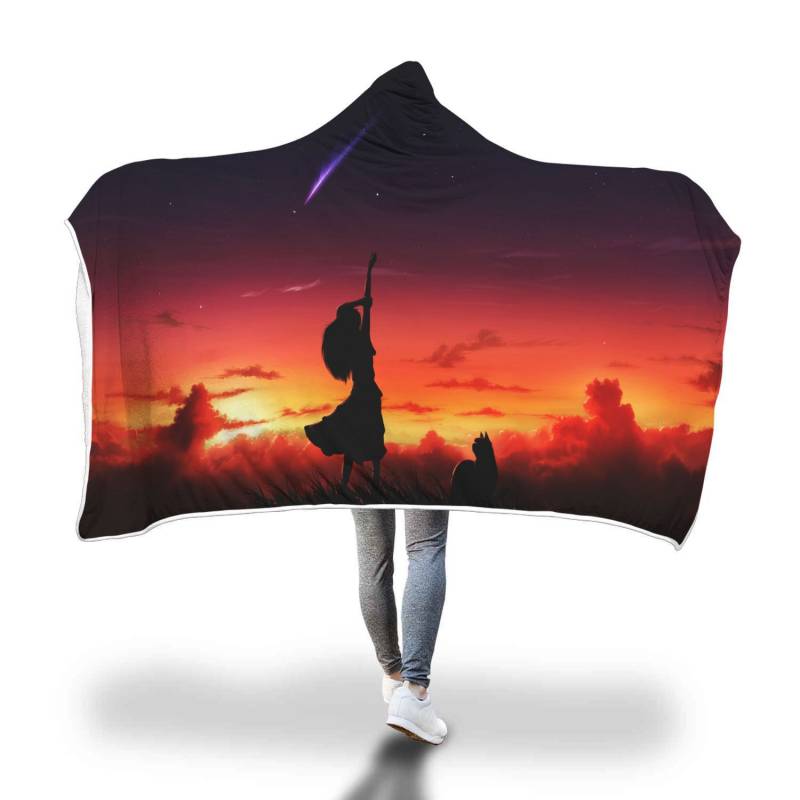 Anime Sunset Hooded Blanket