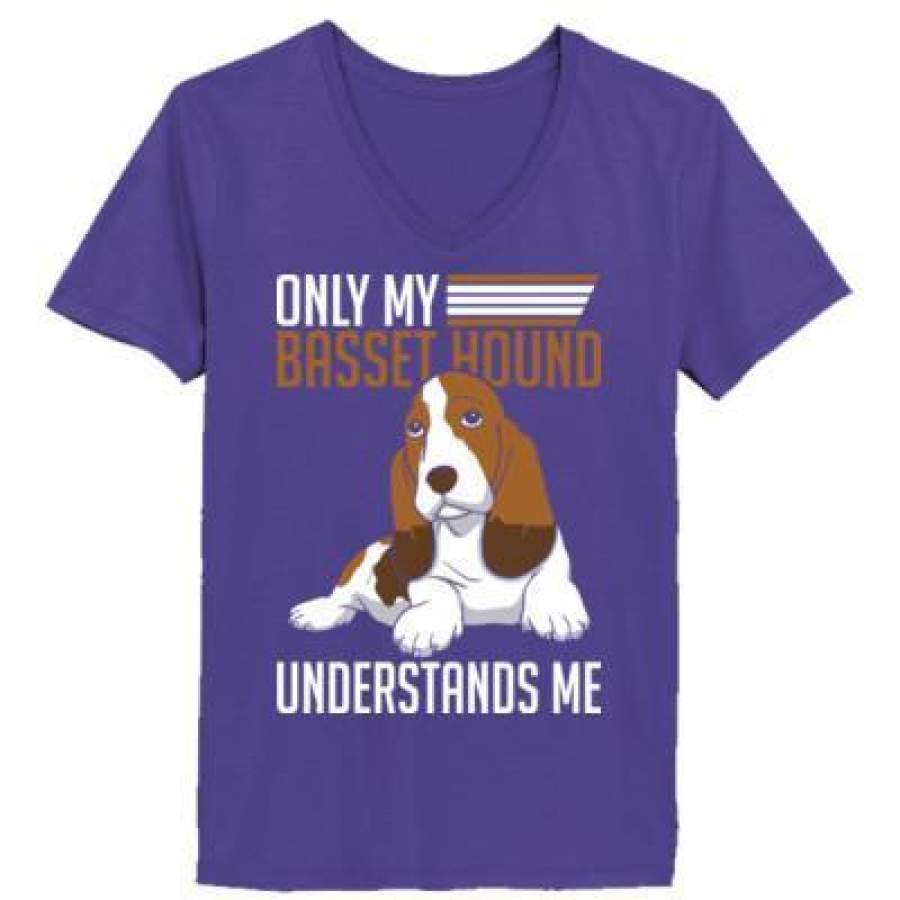 AGR Only My Basset Hound Understands Me – Ladies’ V-Neck T-Shirt