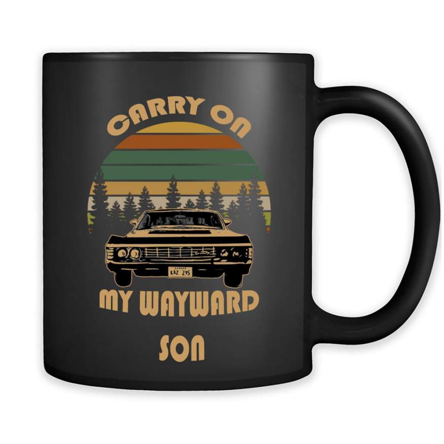 1967 Chevy Impala, Carry On My Wayward Son Vintage – Full-Wrap Coffee Black Mug