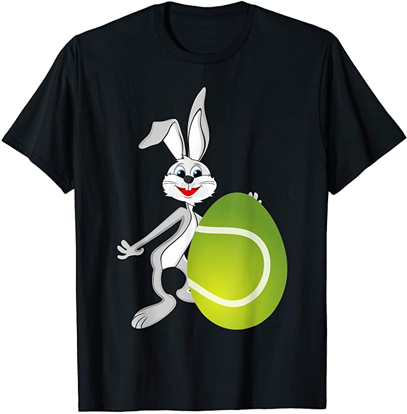 Cute Tennis Bunny Rabbit Eggs Easter Day Men Women Boys T-Shirt