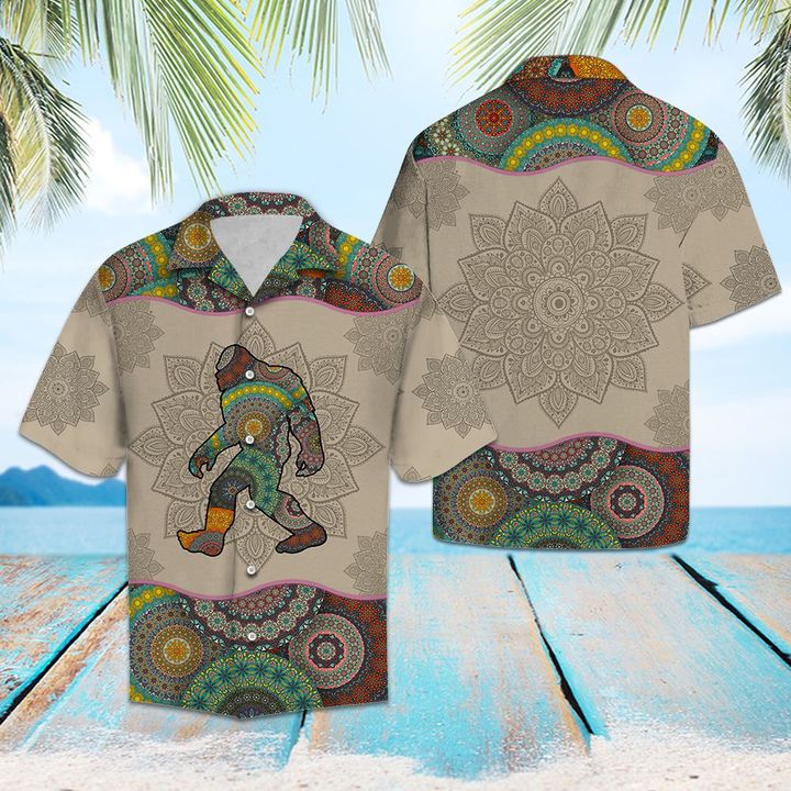 Bigfoot Mandala Hawaii Shirt Summer Button Up For Couple Ha45189