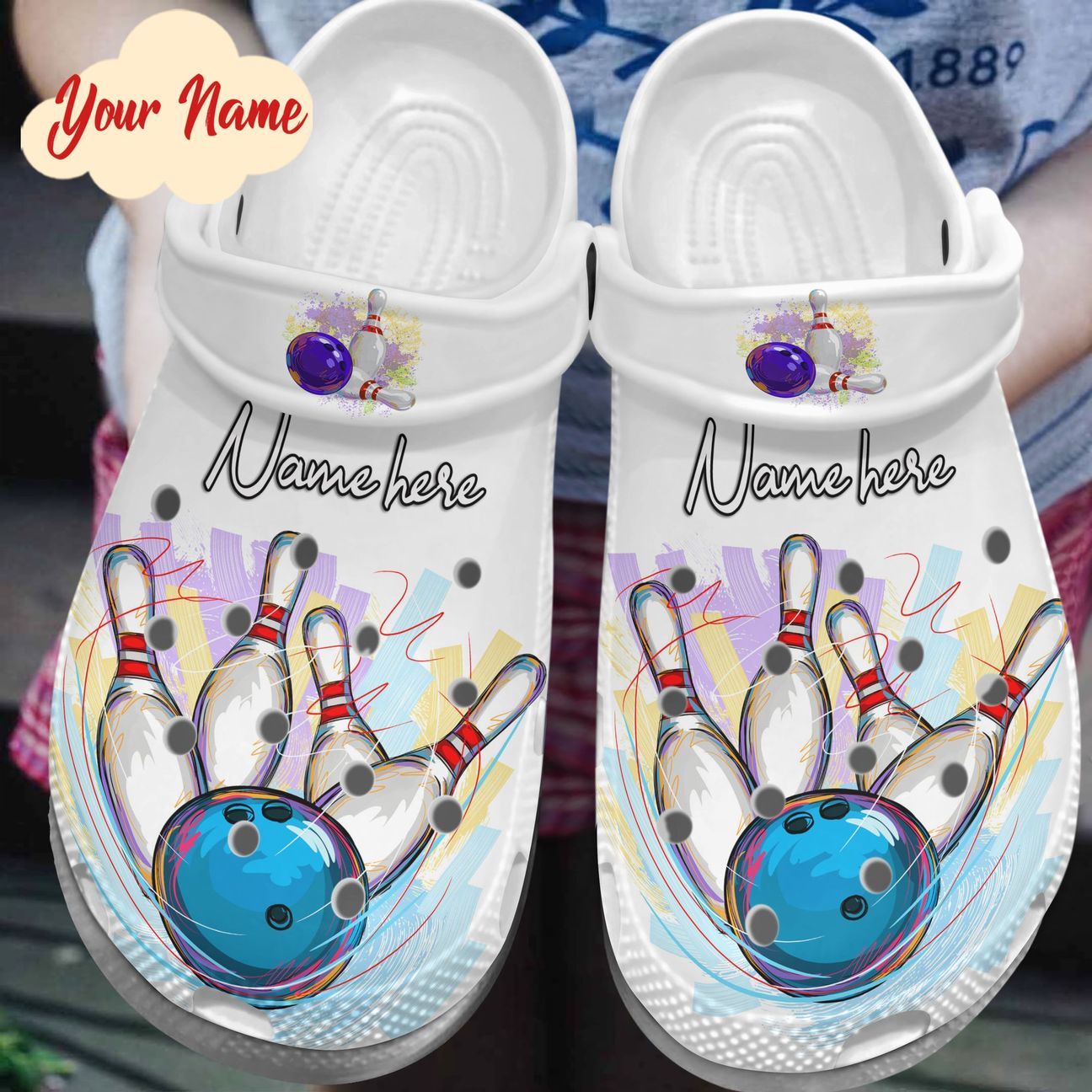 Bowling Personalized Clog, Custom Name, Text, Color, Number Fashion Style For Women, Men, Kid, Print 3D Joy