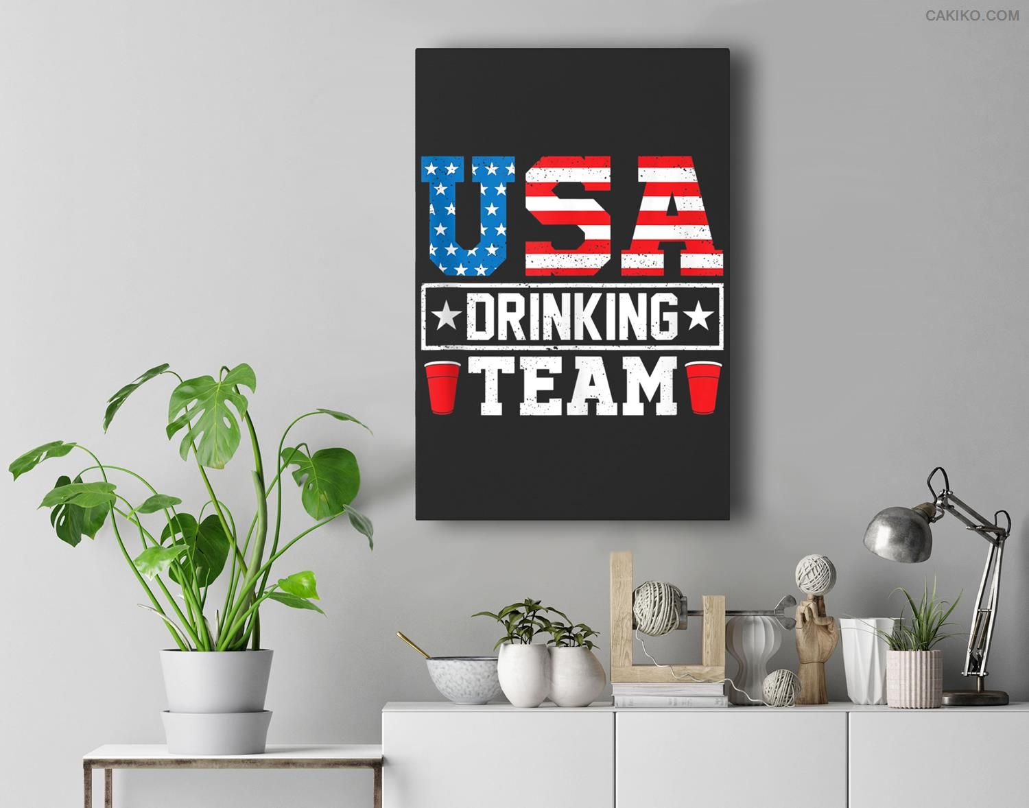 Usa Drinking Team Funny Drinking Beer Lover Gift Premium Wall Art Canvas Decor