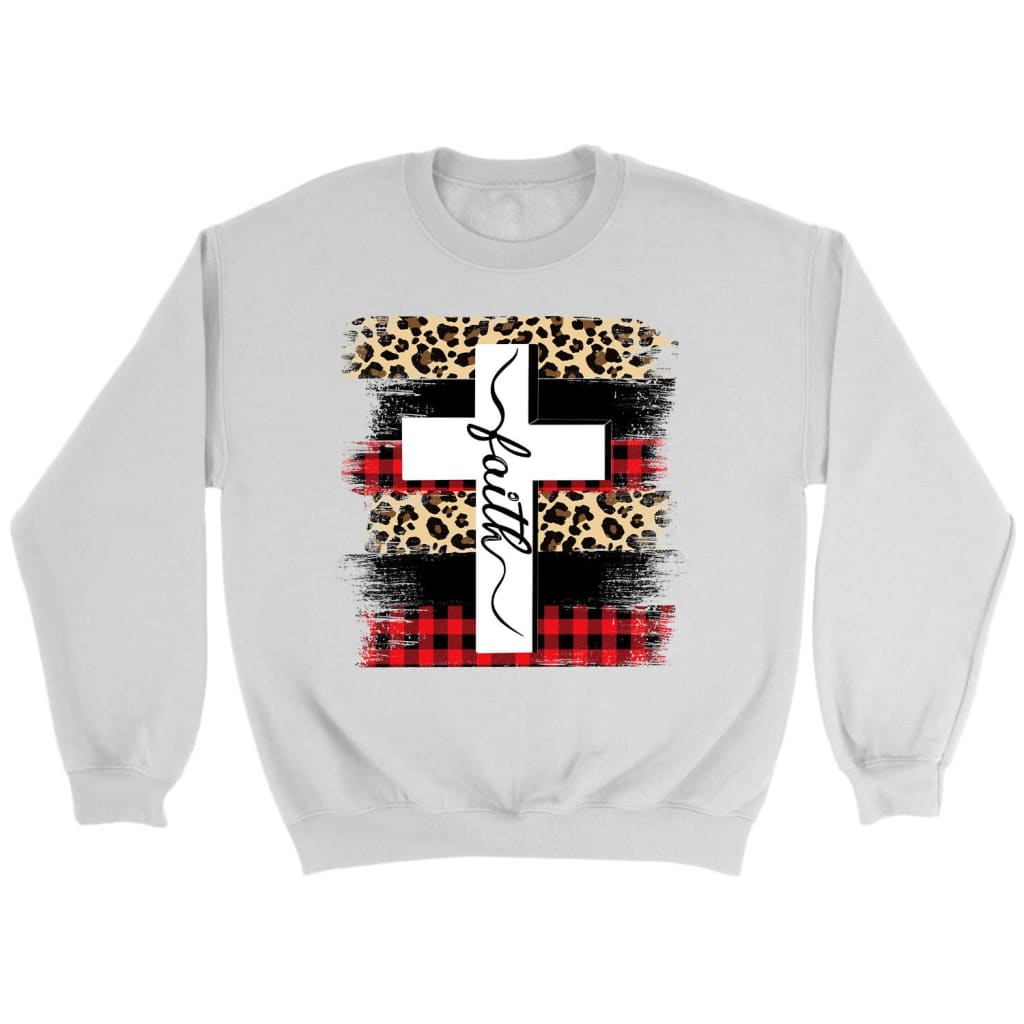 Faith Cross Plaid Leopard Sweatshirt – Christian Sweatshirts