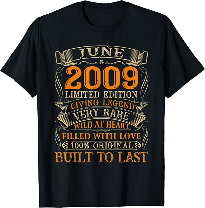 Vintage June 2009 Shirt 12 Years Old 12th Birthday Gifts T-Shirt