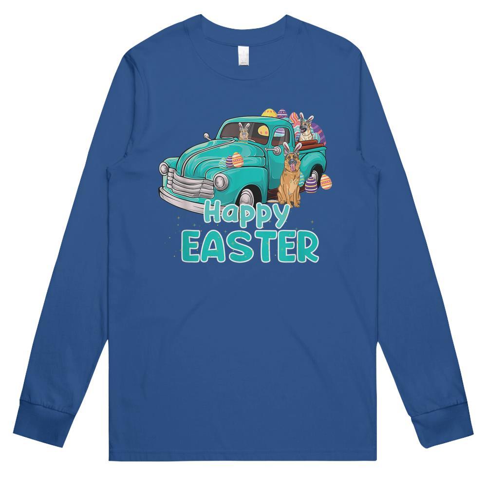 Bunny German Shepherd Happy Easter Day Truck Dog Long Sleeve T Shirts