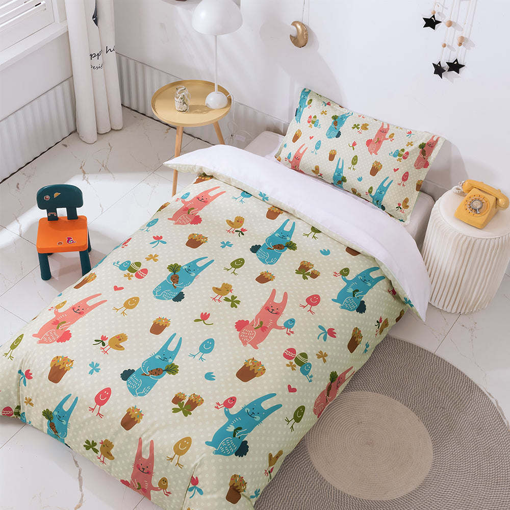 3D Cartoon Animal Rabbit Quilt Cover Set Bedding Set Duvet Cover Pillowcases 100