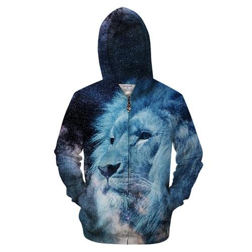 Blue Lion & Galaxy Zip-up Hoodie