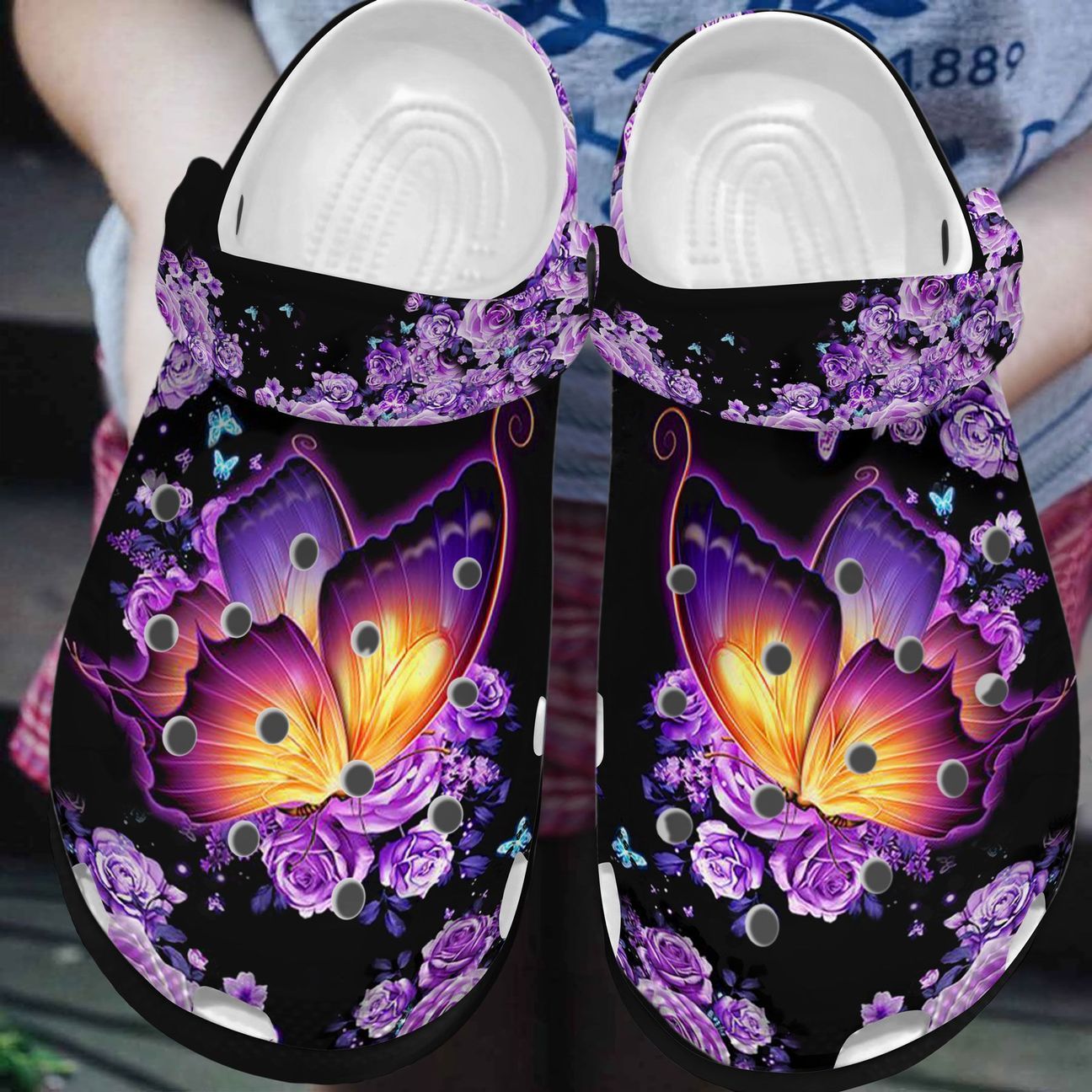 Butterfly Personalized Clog, Custom Name, Text, Color, Number Fashion Style For Women, Men, Kid, Print 3D Pink Flower