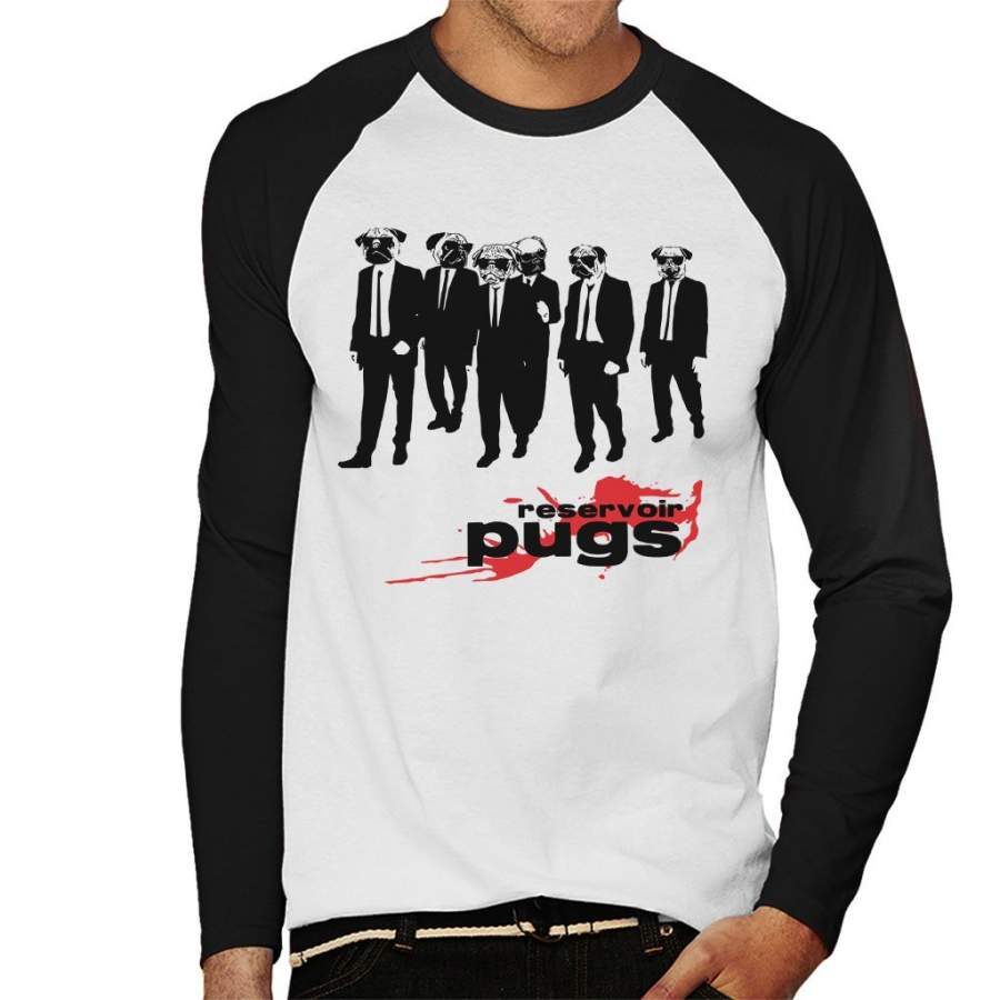 Reservoir Dogs Reservoir Pugs Parody Men’s Baseball Long Sleeved T-Shirt