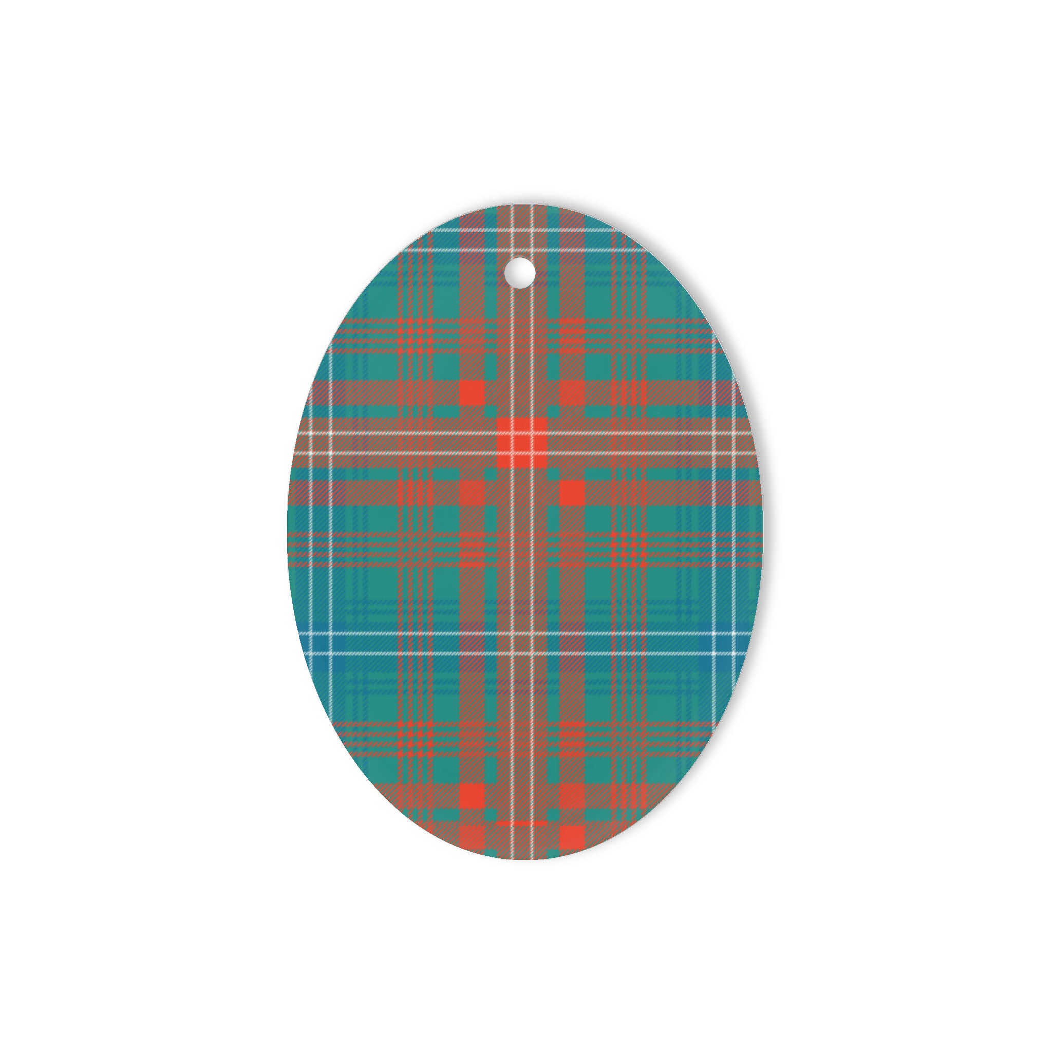 Wilson Ancient Tartan Oval Ornaments, Christmas Tree Ornament, Plaid Christmas Ornaments, Ceramic Oval Christmas Tree Decoration