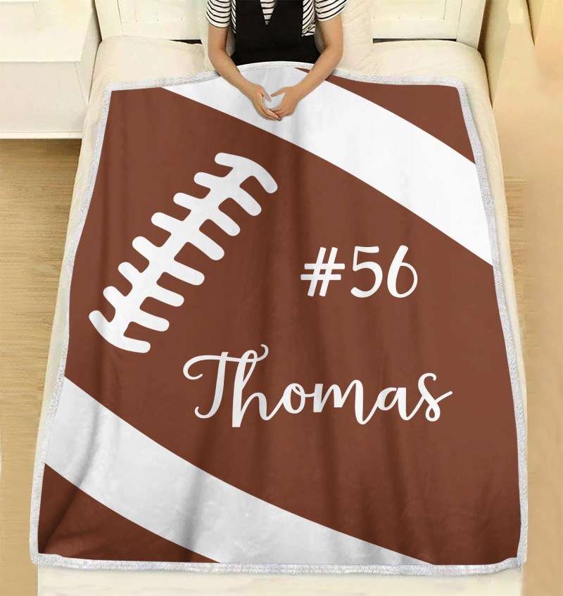 Personalized Custom Football Blanket, Gift For Football Lovers With Custom Name