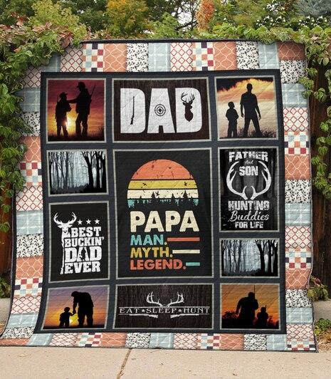 Vintage Retro Hunting Papa Man Myth Legend Fleece Blanket Print 3D, Unisex, Kid, Adult