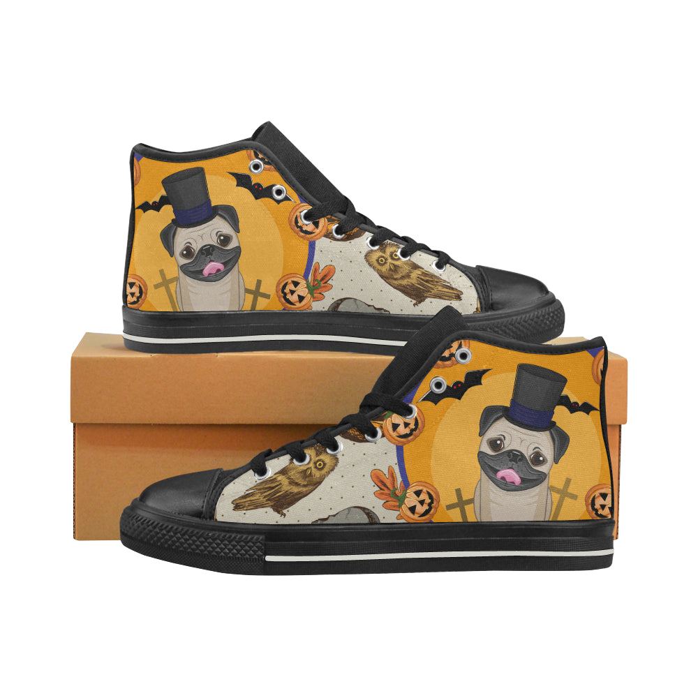 Pug Halloween Black Women’s Classic High Top Canvas Shoes