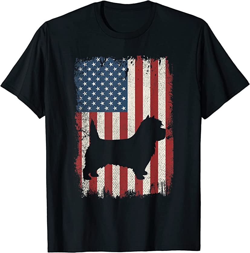 Cairn Terrier American Flag USA Dog Lovers Puppy US T-Shirt