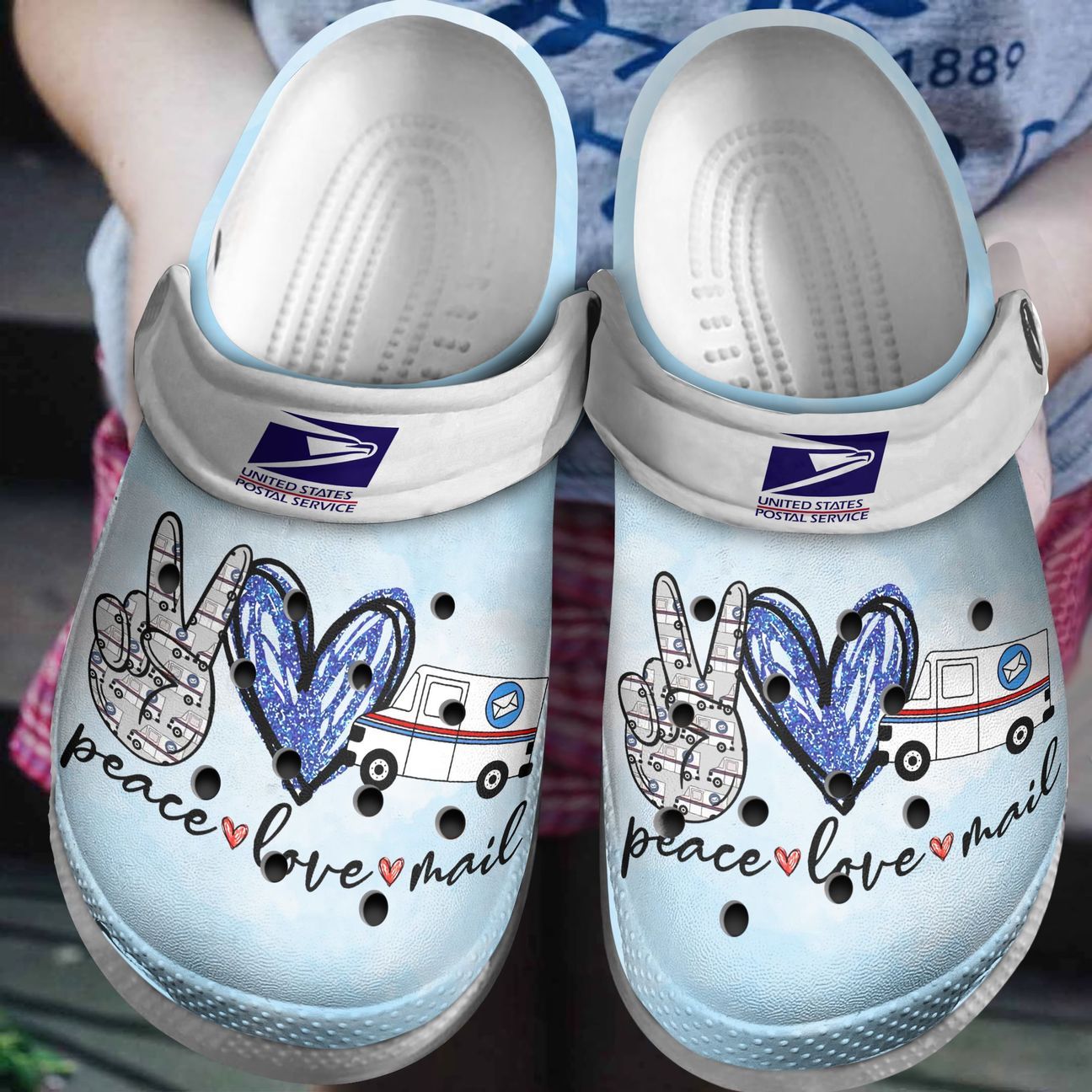 Postal Worker Personalized Clog, Custom Name, Text, Color, Number Fashion Style For Women, Men, Kid, Print 3D Peace Love Mail