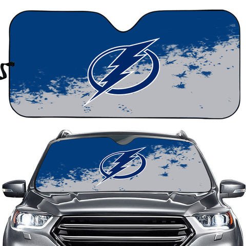 Tampa Bay Lightning Logo Pattern Car Sun Shade 3D Printed In Blue & Grey