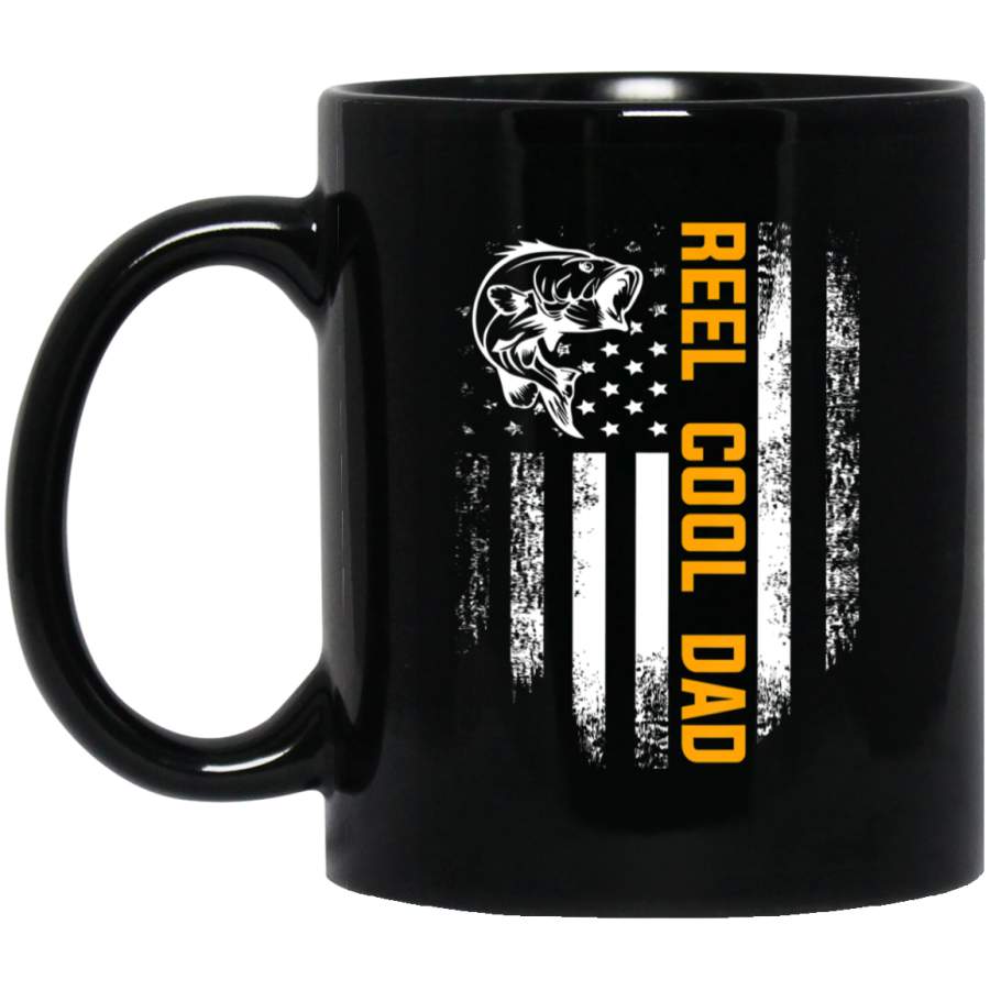 Reel Cool Dad American Flag Fishing Father’s Day Gift 11oz 15oz Black Mug Happy Easter Day Funny Colors Eggs Bunny Ears Peeps Cute