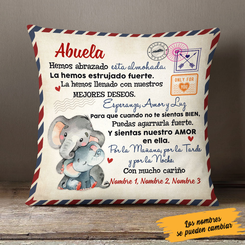 Personalized Spanish Mamá Abuela Elephant Mom Grandma Pillow AP143 65O58 (Insert Included)