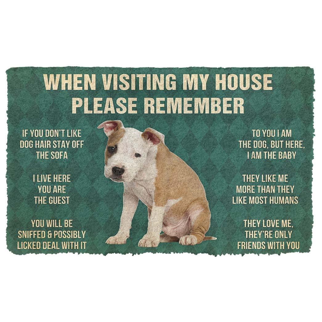 Gearhumans  Gearhuman 3D Please Remember American Staffordshire Terrier Puppy Dogs House Rules Custom Doormat