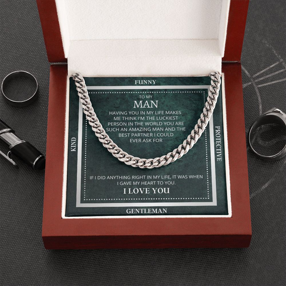 “I Gave My Heart To You” Cuban Link Chain Necklace (Emerald Edition)