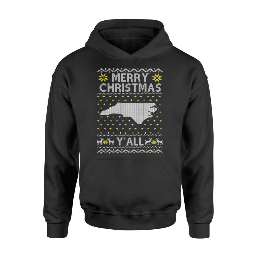 North Carolina Merry Christmas Y’all Patriots Gifts Long Sleeve T-Shirt – Standard Hoodie